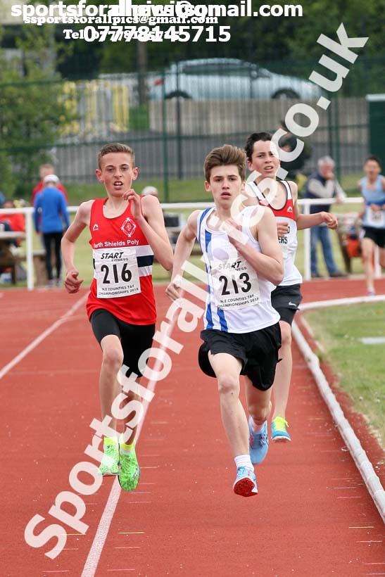 Boys under-15s 1500 metres, North Eastern Track and Fields Champs., Middlesbrough. Photo: David T. Hewitson/Sports for All Pics